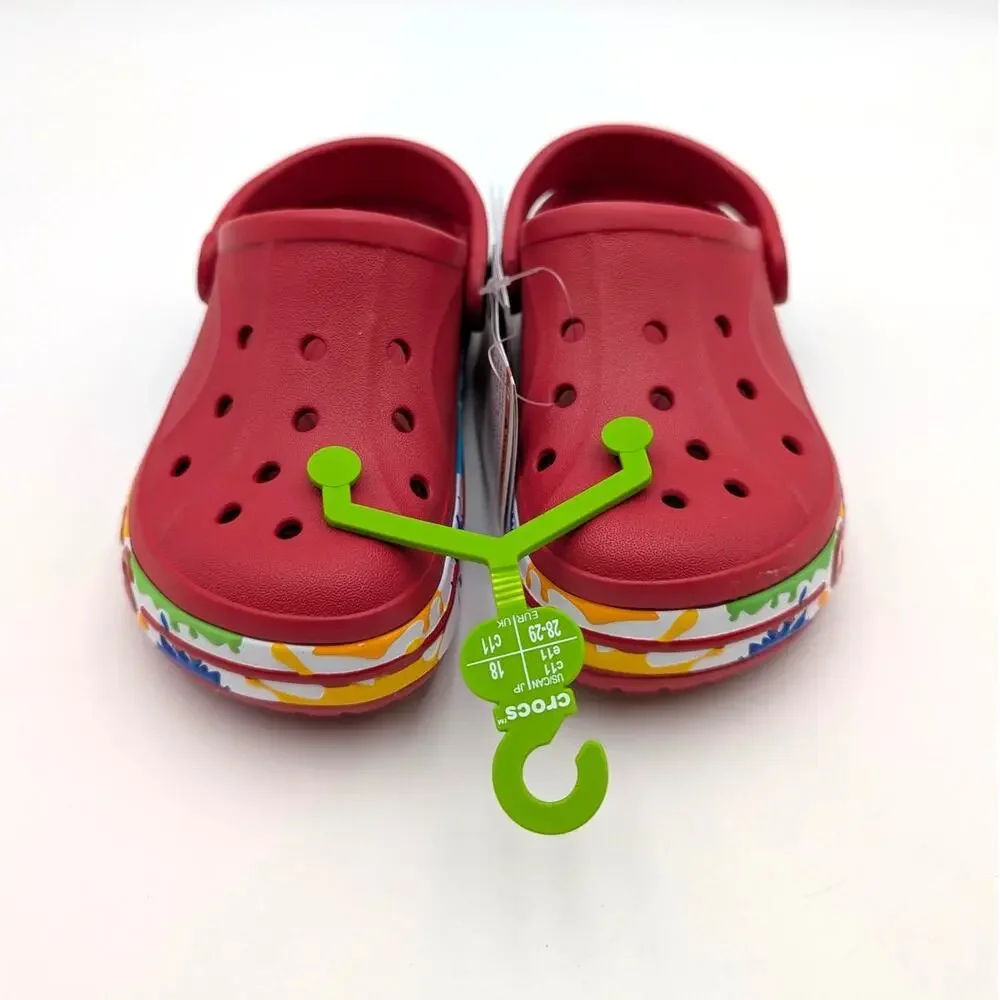 Crocs Bayaband Paint Splash Clog Shoes Closed Toe Kids' Red Size US11 EU28.5